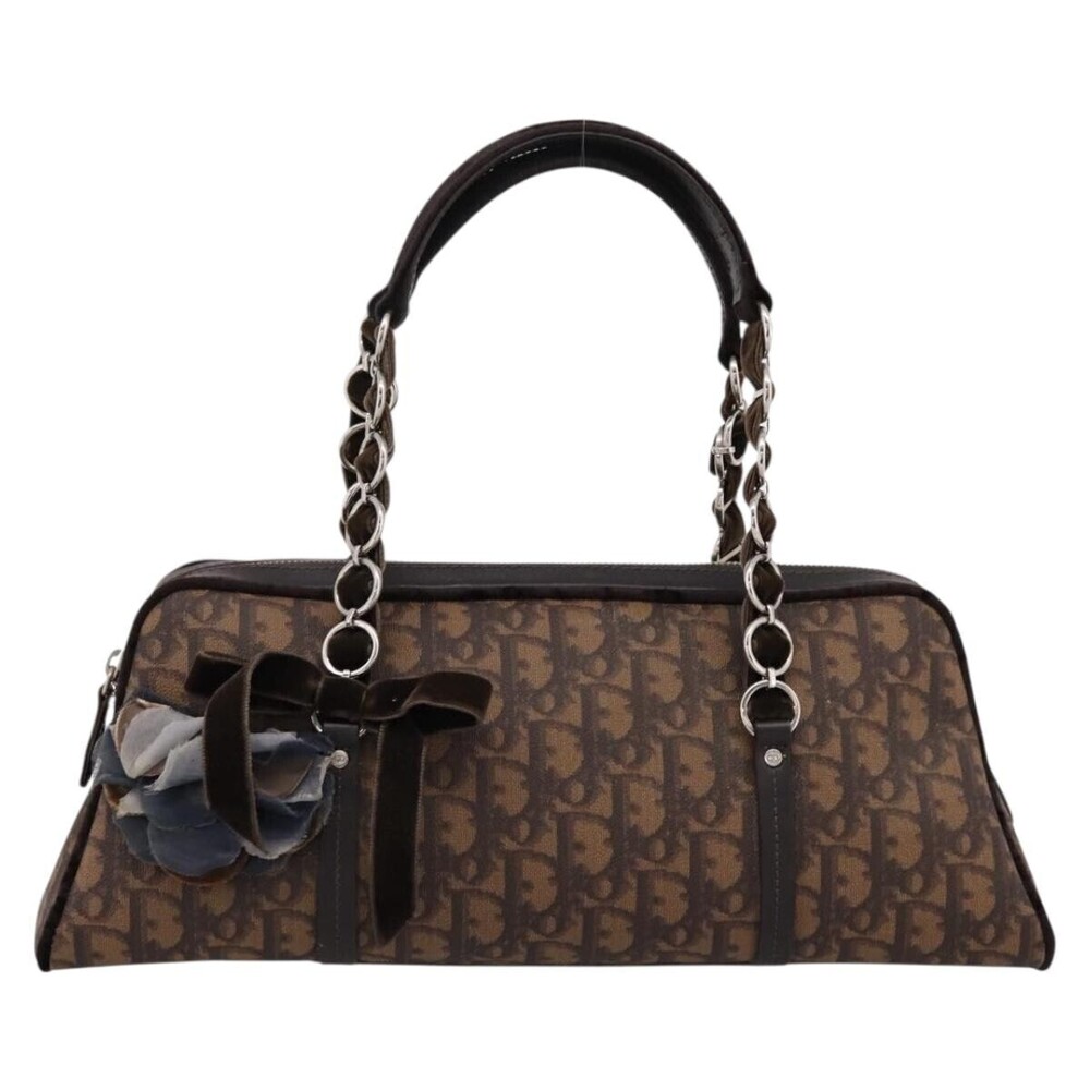Christian Dior Vintage Trotter Romantique Zip Satchel Diorissimo Coated Canvas M